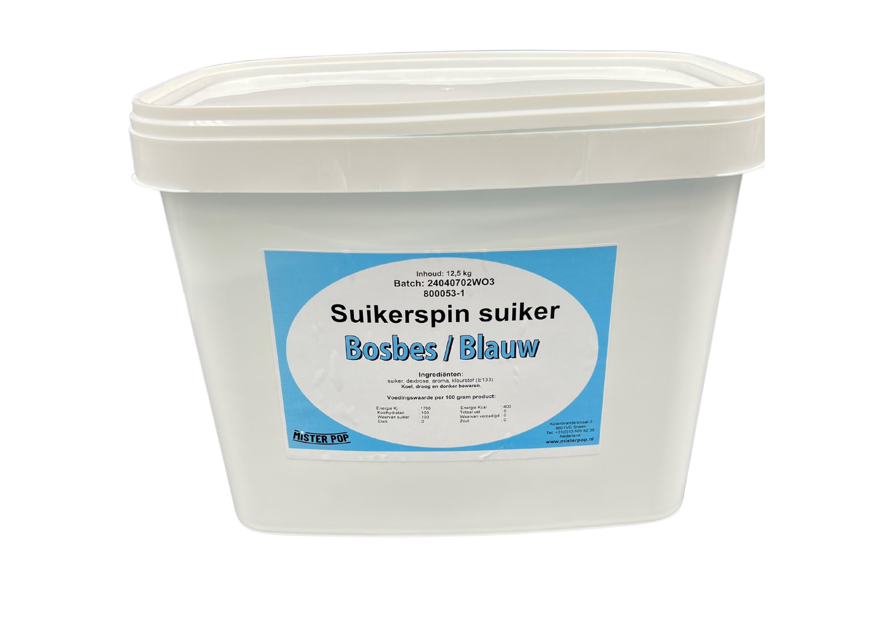 Suikerspin Suiker Bosbes Blauw 12,5 kg  